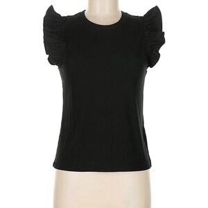 Chic Black Ruffle Sleeve Tank Top